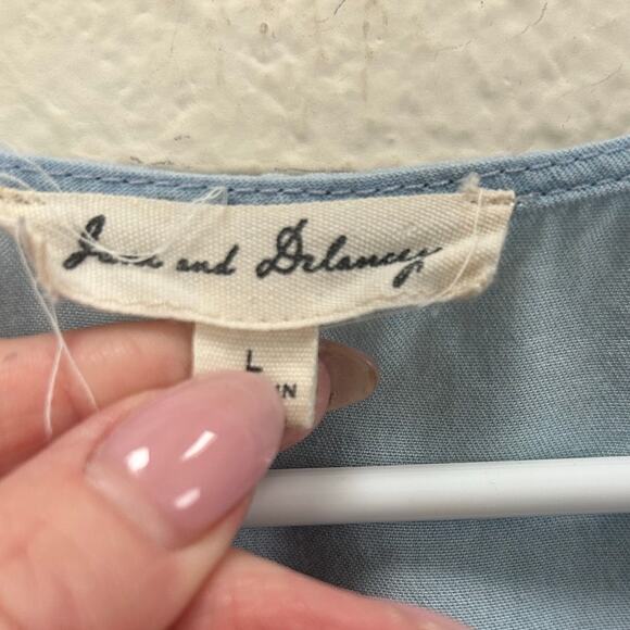 Anthropologie Jane and Delancy Blue Ruffled Blouse size L - Picture 4 of 8